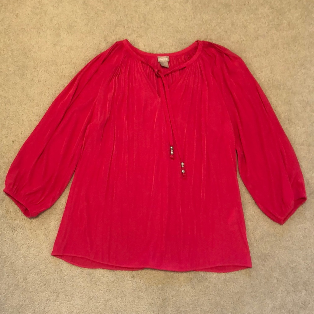 Chico’s hot pink blouse; size 1-equivalent to a Medium (8-10)